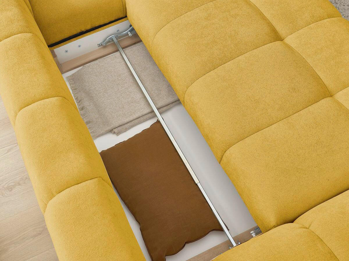 ECKSCHLAFSOFA EVEREST  mit Rücken echt, Armteil links, Armteil rechts Struktur Gelb  - Gelb/Schwarz, MODERN, Kunststoff/Textil (318/180cm) - Livetastic