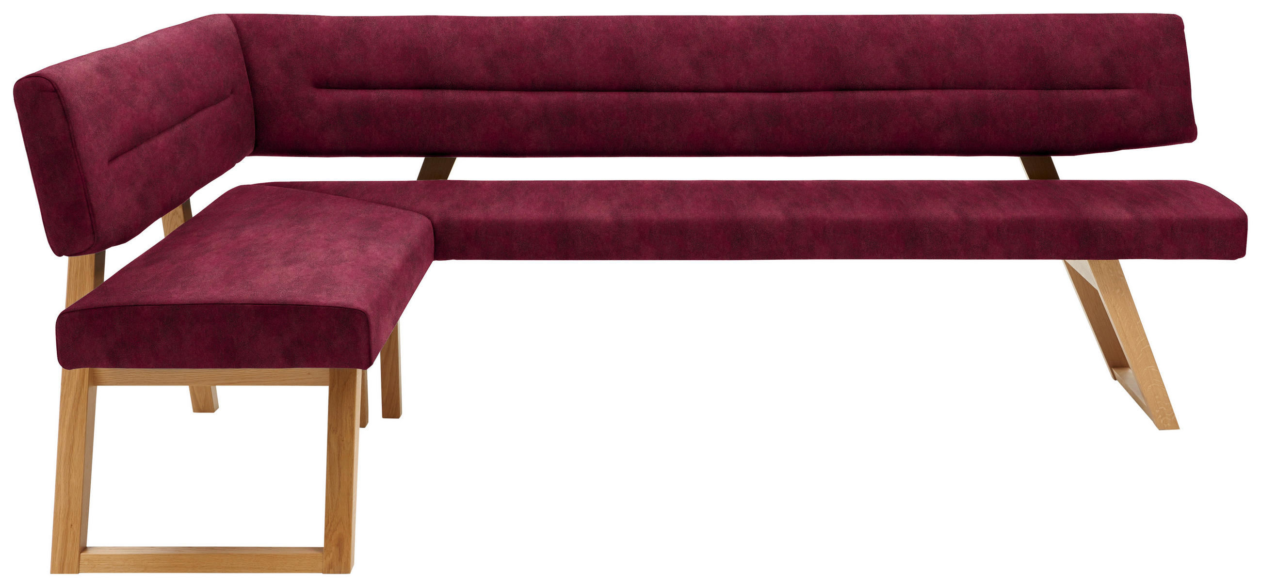 ECKBANK 155/225 cm  in Dunkelrot  - Eichefarben/Dunkelrot, KONVENTIONELL, Holz/Textil (155/225cm) - Dieter Knoll