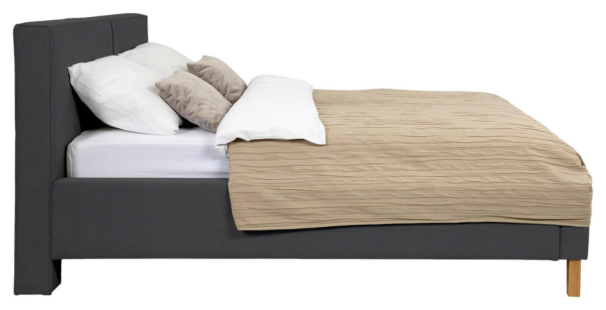 POLSTERBETT Anthrazit 140/200 cm  - Eichefarben/Anthrazit, MODERN, Holz/Textil (140/200cm) - MID.YOU