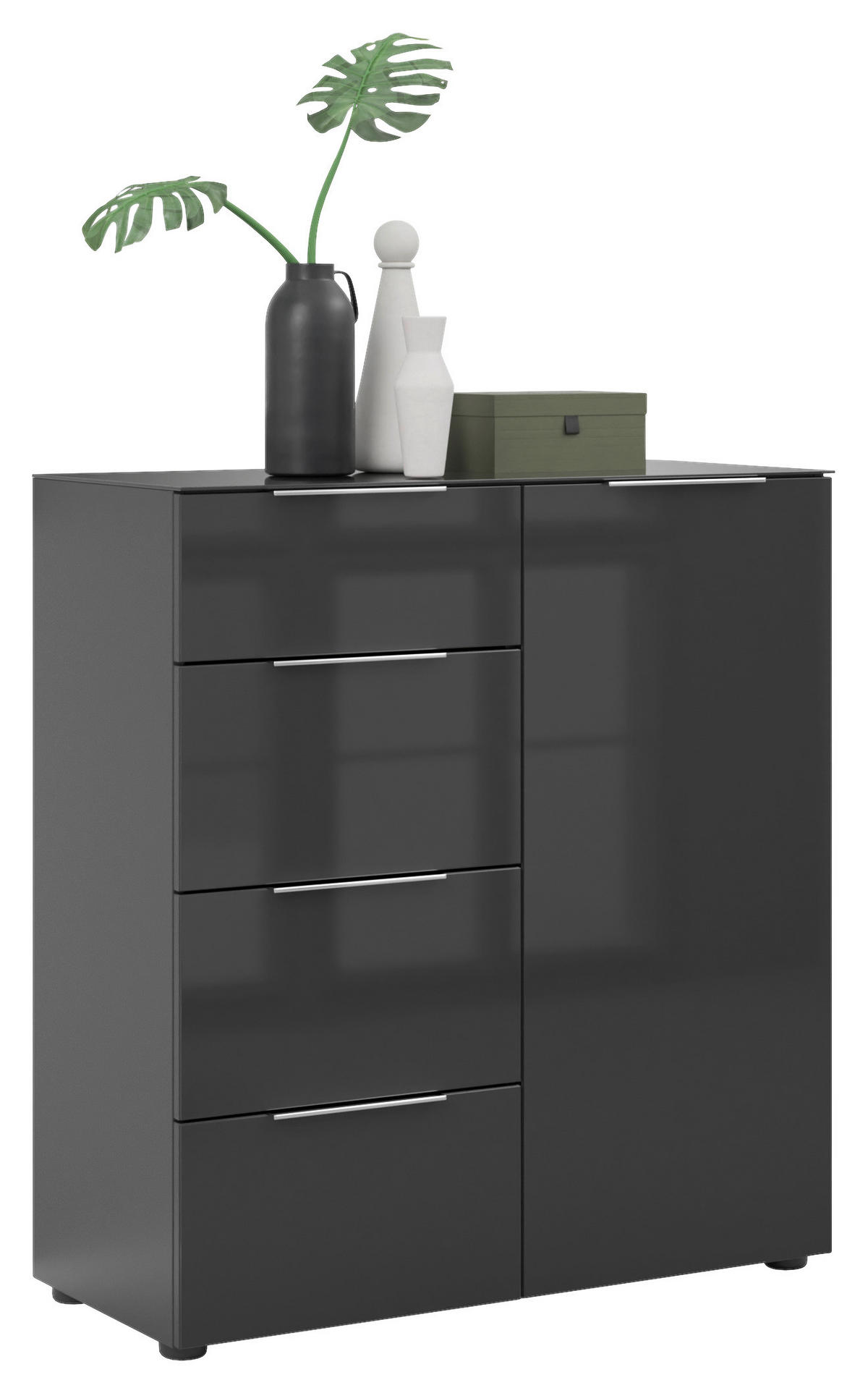 KOMMODE Style  in 90/99/40 cm  - Chromfarben/Anthrazit, Basics, Glas/Holzwerkstoff (90/99/40cm)