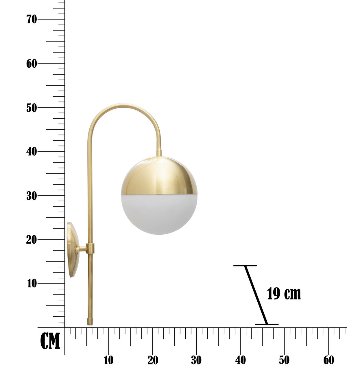 WANDLEUCHTE 19/31/51 cm  - Goldfarben/Weiß, Trend, Glas/Metall (19/31/51cm) - Mauro Ferretti