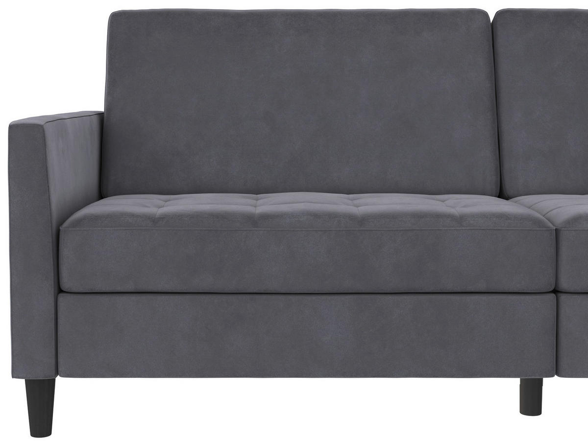 SCHLAFSOFA PALERMO in Velours Dunkelgrau Vintage, Skandinavisch, Modern, Landhaus  - Dunkelgrau/Schwarz, Basics, Kunststoff/Textil (207/86/86cm) - Livetastic