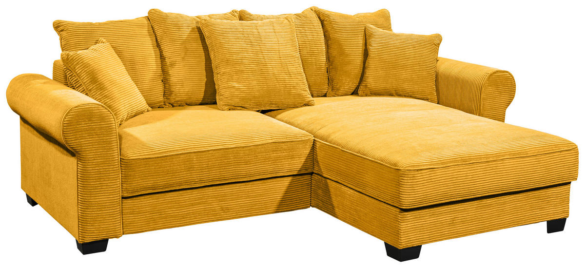 ECKSOFA Gelb Cord  - Gelb/Schwarz, KONVENTIONELL, Kunststoff/Textil (255/185cm) - Hom`in