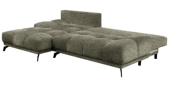 ECKSOFA in Chenille Olivgrün  - Schwarz/Olivgrün, MODERN, Textil/Metall (182/290cm) - Hom`in