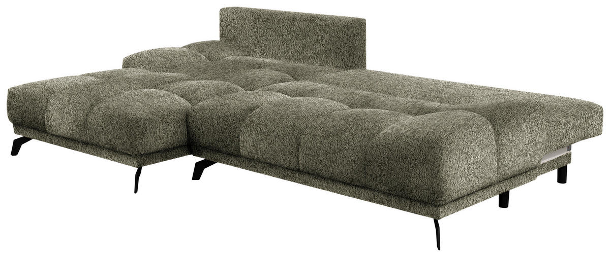 ECKSOFA in Chenille Olivgrün  - Schwarz/Olivgrün, Modern, Textil/Metall (182/290cm) - Hom`in