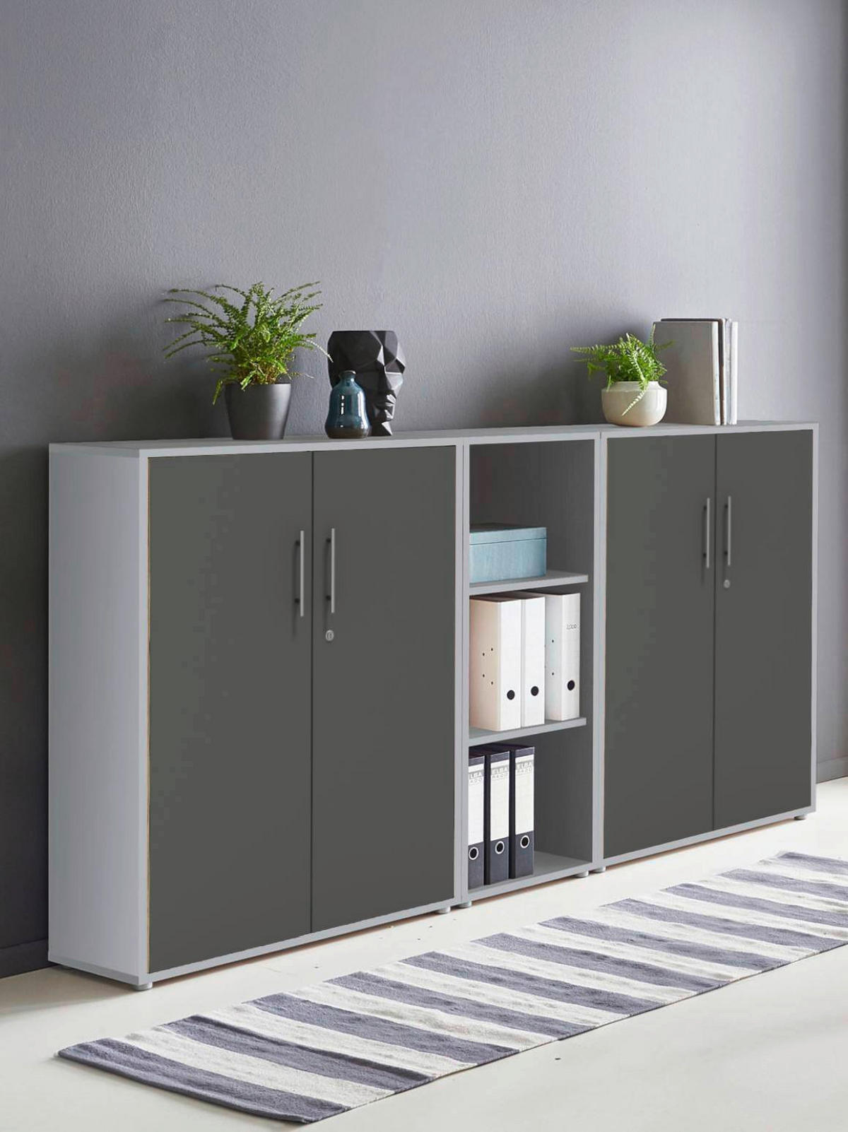 AKTENSCHRANK Anthrazit, Hellgrau  - Anthrazit/Hellgrau, MODERN, Holzwerkstoff (212,9/113,6/33cm) - MID.YOU