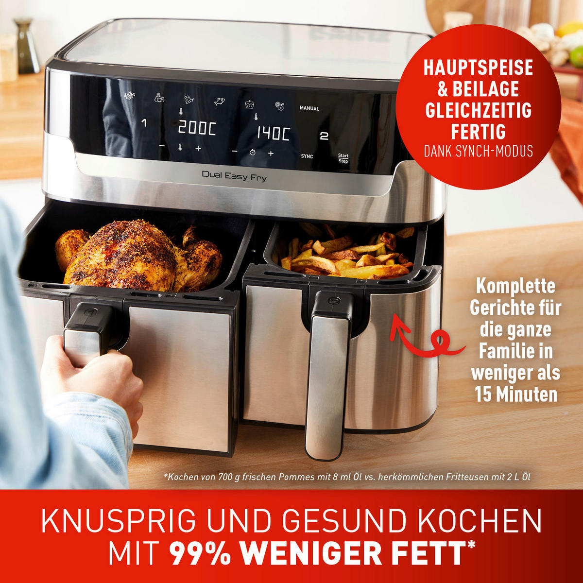 HEIßLUFTFRITTEUSE 8,3 l  - Edelstahlfarben, LIFESTYLE, Metall (41,8/40,2/30,5cm) - Tefal