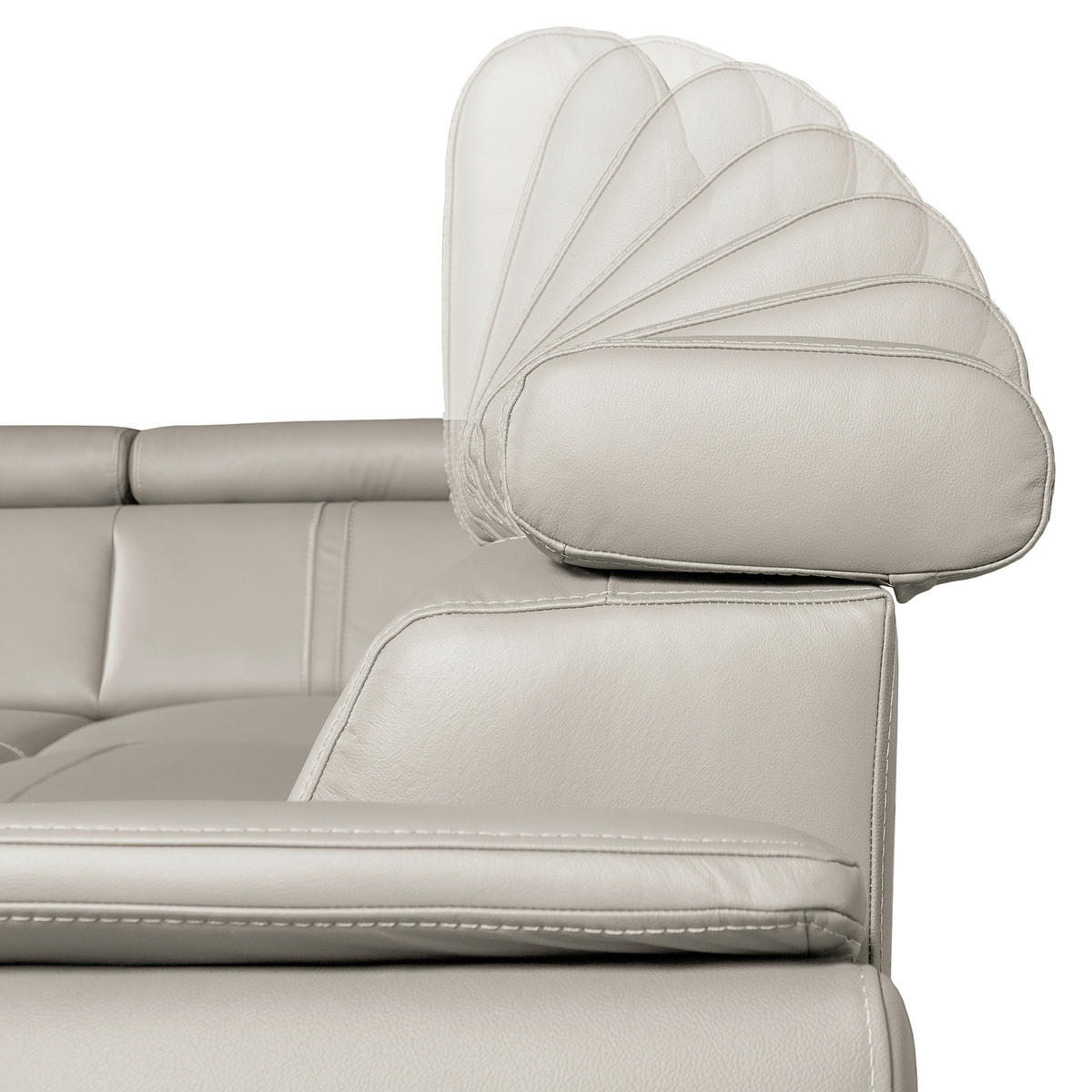 ECKSOFA  in Echtleder Platinfarben  - Platinfarben/Schwarz, Design, Leder/Holz (265/265cm) - Livetastic