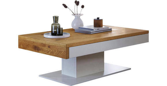 COUCHTISCH in Holz, Holzwerkstoff 125/75/45 cm - Eichefarben/Alufarben, Design, Holz/Holzwerkstoff (125/75/45cm) - Voleo
