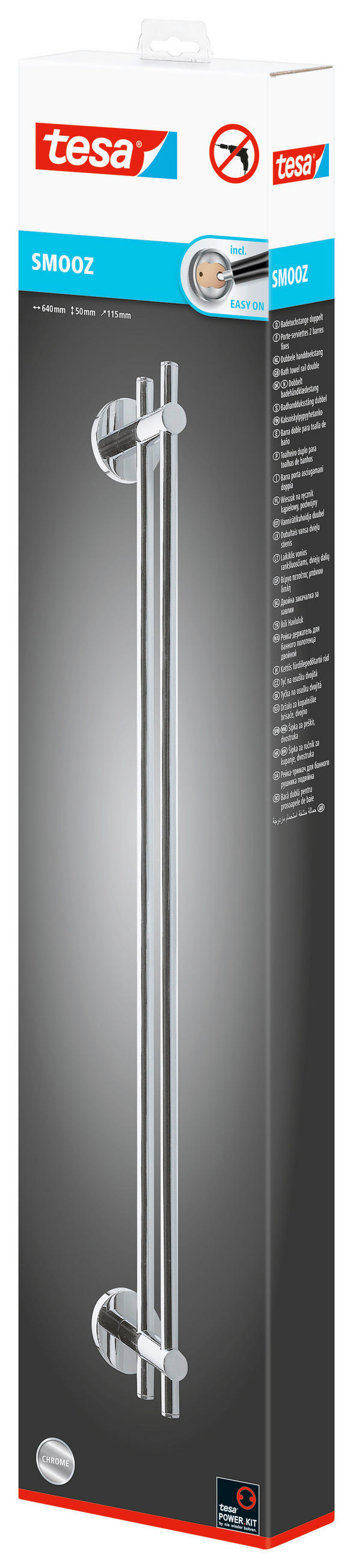 HANDTUCHSTANGE Chromfarben  - Chromfarben, Trend, Metall (64/11,5/5cm) - Tesa