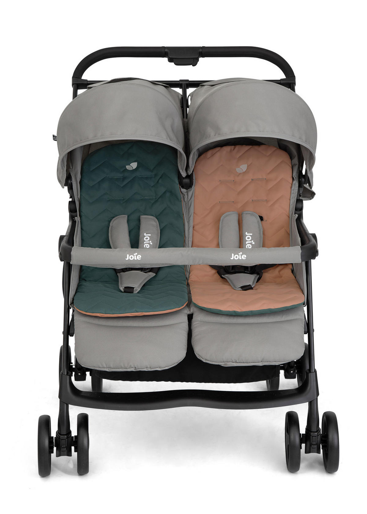 ZWILLINGSWAGEN Aire Twin  - Dunkelgrün/Koralle, Basics, Textil/Metall (78/102/70cm) - Joie