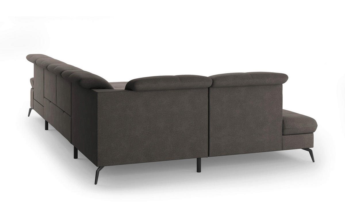 WOHNLANDSCHAFT in Flachgewebe Graphitfarben  - Schwarz/Graphitfarben, Konventionell, Textil/Metall (231/357/185cm) - Sit & More