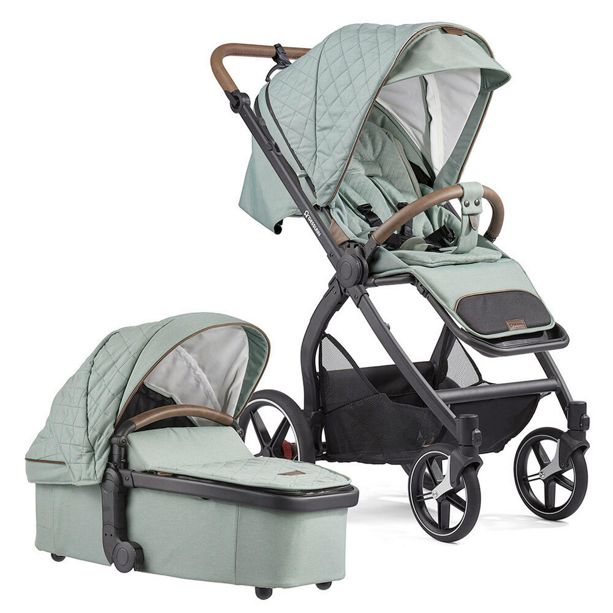 KOMBIKINDERWAGEN  FX4 Swing Set mit Handbremse  Mint  - Schwarz/Mintgrün, Basics, Textil (100/55/130cm) - Gesslein