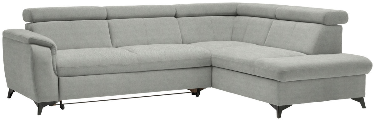 ECKSOFA in Webstoff Silberfarben  - Silberfarben/Schwarz, Design, Textil/Metall (260/203cm) - Stylife