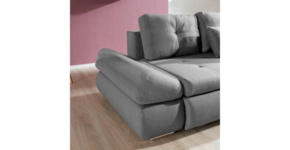 ECKSOFA  in Webstoff Hellgrau  - Chromfarben/Hellgrau, Design, Kunststoff/Textil (302/187cm) - Carryhome