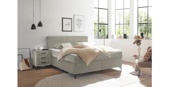 BOXSPRINGBETT 180/200 cm,  in Hellgrau  - Hellgrau/Schwarz, Design, Holzwerkstoff/Kunststoff (180/200cm) - Xora