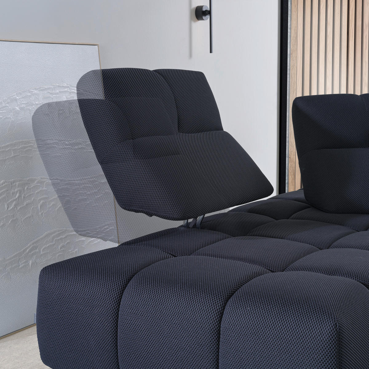 ECKSOFA in Struktur Schwarz  - Schwarz, Design, Kunststoff/Textil (233/313cm) - Emilio Belluti