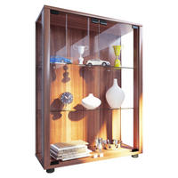 VITRINE in Nussbaumfarben  - Nussbaumfarben/Schwarz, MODERN, Glas/Holzwerkstoff (60/80/25cm) - MID.YOU