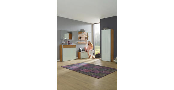 SCHUHSCHRANK Weiß, Eichefarben, Alufarben - Eichefarben/Alufarben, Design, Glas/Metall (102/98/34cm) - Dieter Knoll