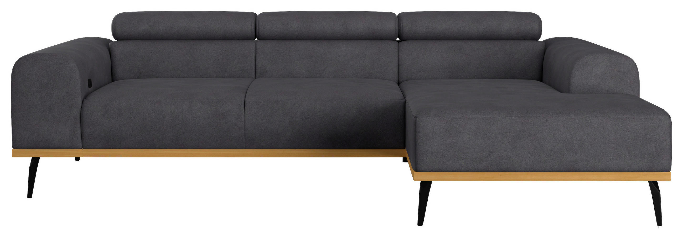 ECKSOFA Schwarz Mikrofaser  - Schwarz, KONVENTIONELL, Textil/Metall (244/157cm) - Cotta