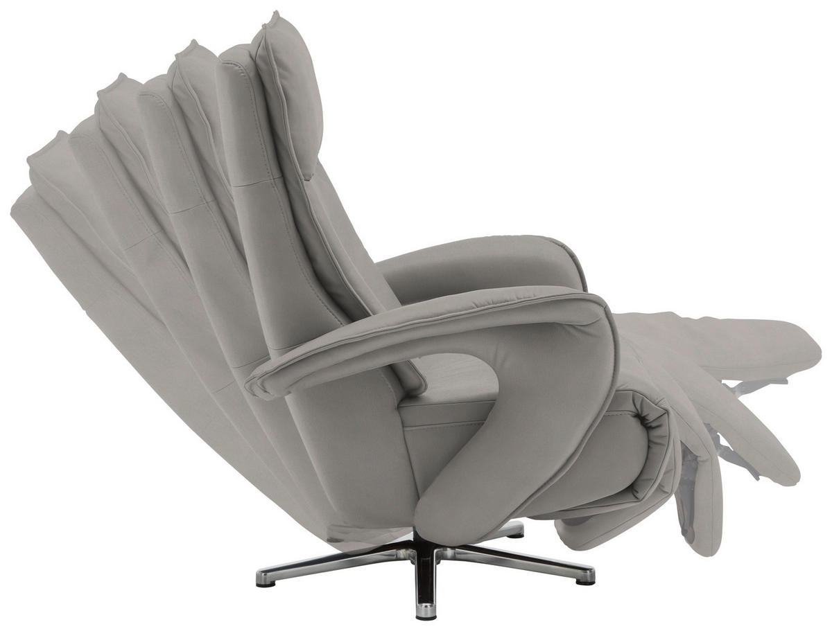 RELAXSESSEL in Leder Silberfarben  - Chromfarben/Silberfarben, Design, Leder/Metall (77/110/87cm) - Valdera