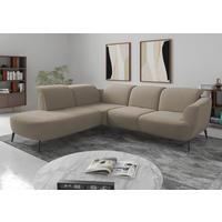 ECKSOFA in Mikrofaser Beige  267/300 cm  - Beige/Schwarz, KONVENTIONELL, Textil/Metall (267/300cm) - Sit & More