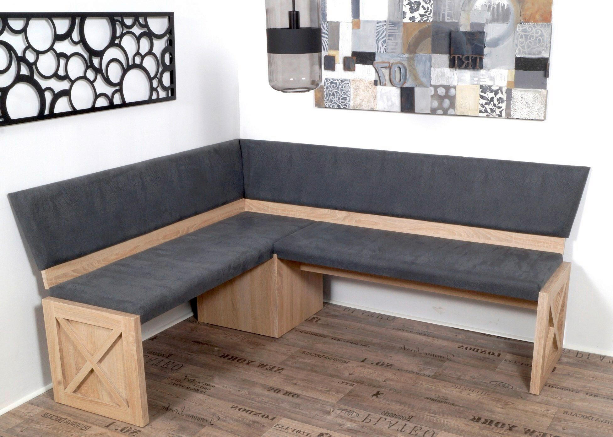 ECKBANK 150/185 cm  in Grau, Sonoma Eiche  - Grau/Sonoma Eiche, KONVENTIONELL, Holzwerkstoff/Textil (150/185cm) - MID.YOU