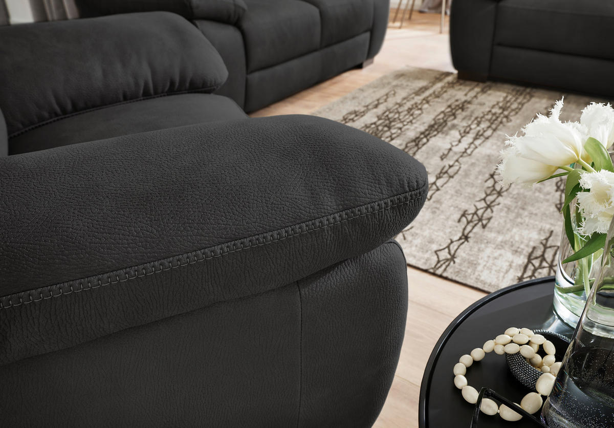 2,5-SITZER in Webstoff Dunkelgrau  - Wengefarben/Dunkelgrau, Konventionell, Holz/Textil (210/96/99cm) - Livetastic