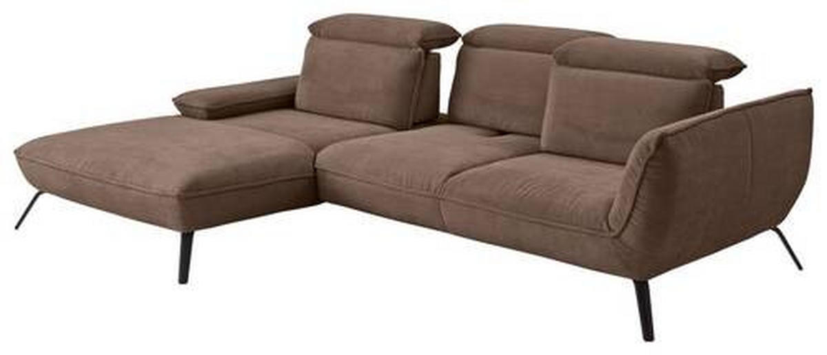 ECKSOFA in Cord Taupe  - Taupe/Schwarz, Design, Textil/Metall (202/301cm) - Moderano