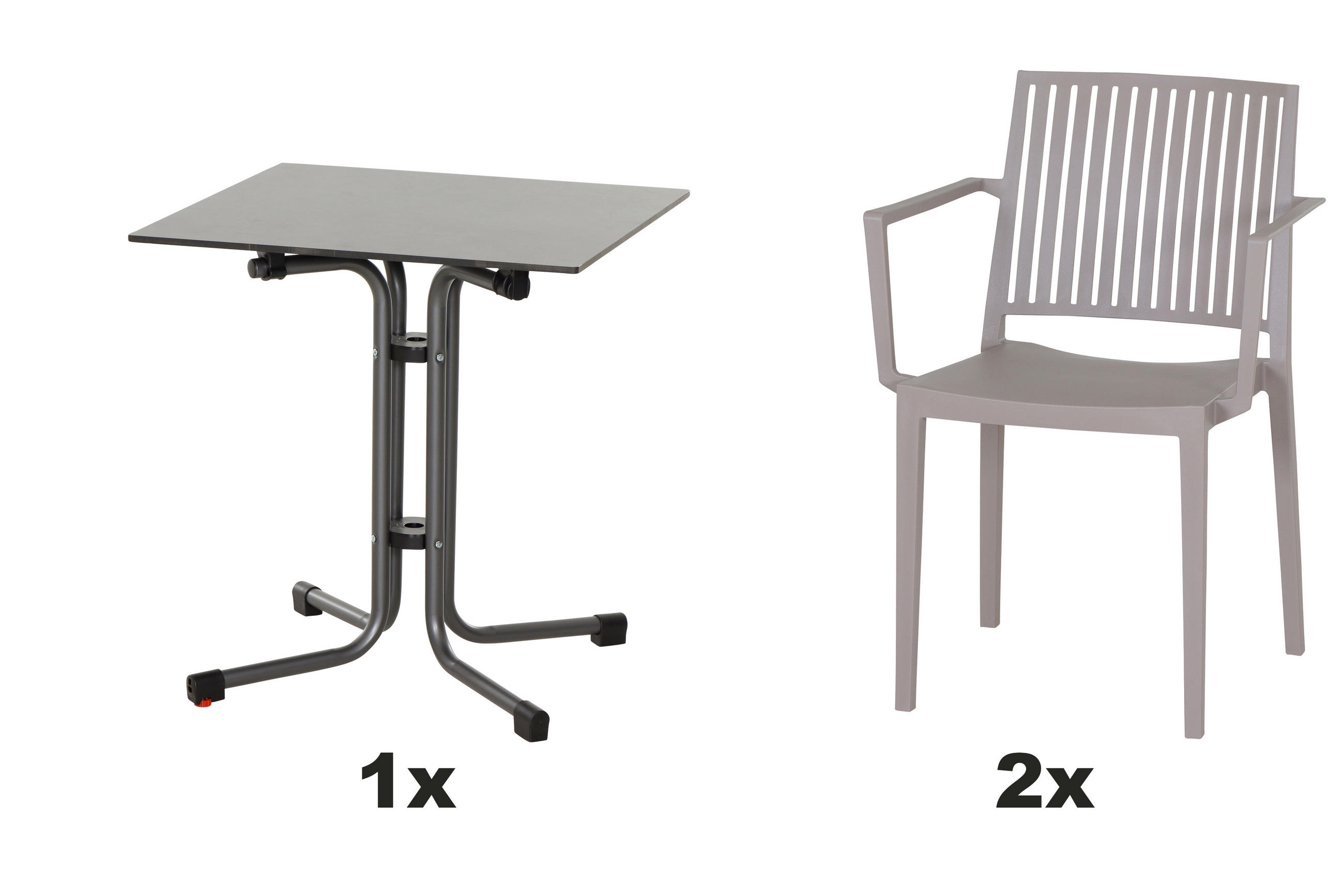 GARTENGARNITUR 3-teilig  - Taupe/Anthrazit, Basics, Holzwerkstoff/Kunststoff (65/80/65cm) - Siena Garden