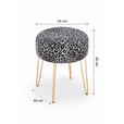HOCKER in Metall, Textil Schwarz, Weiß, Goldfarben  - Goldfarben/Schwarz, KONVENTIONELL, Textil/Metall (43/45/43cm) - Xora