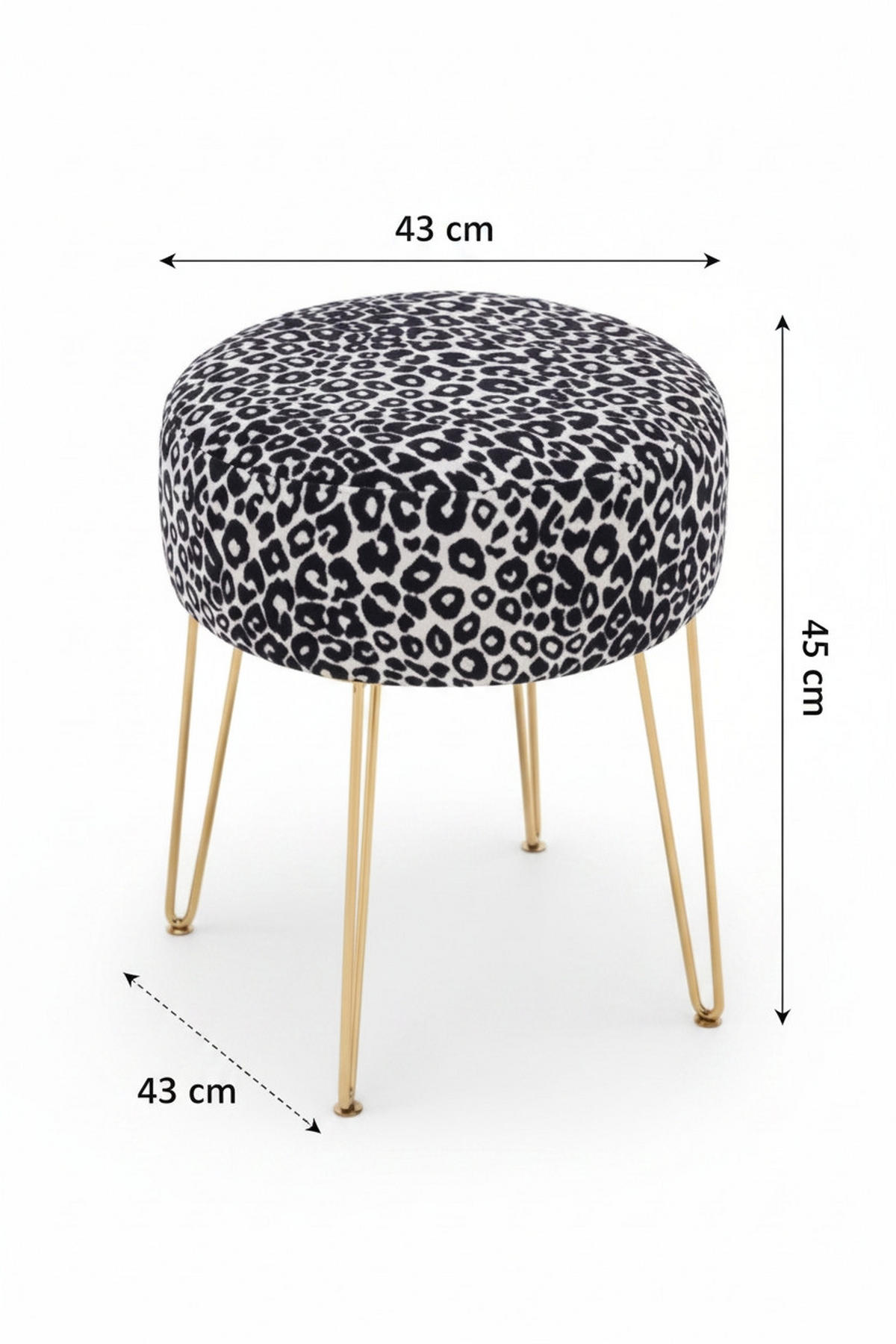 PALL i metall, textil svart, vit, guldfärgad  - vit/svart, Klassisk, metall/textil (43/45/43cm) - Xora
