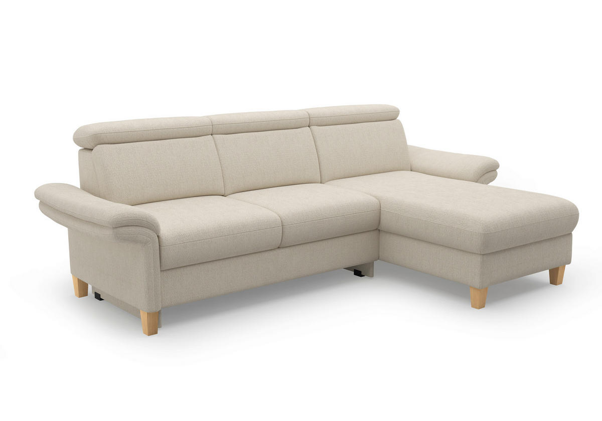 ECKSOFA GLENDALE E Sandfarben Chenille  - Sandfarben/Eichefarben, KONVENTIONELL, Holz/Textil (253/166cm) - Sit & More