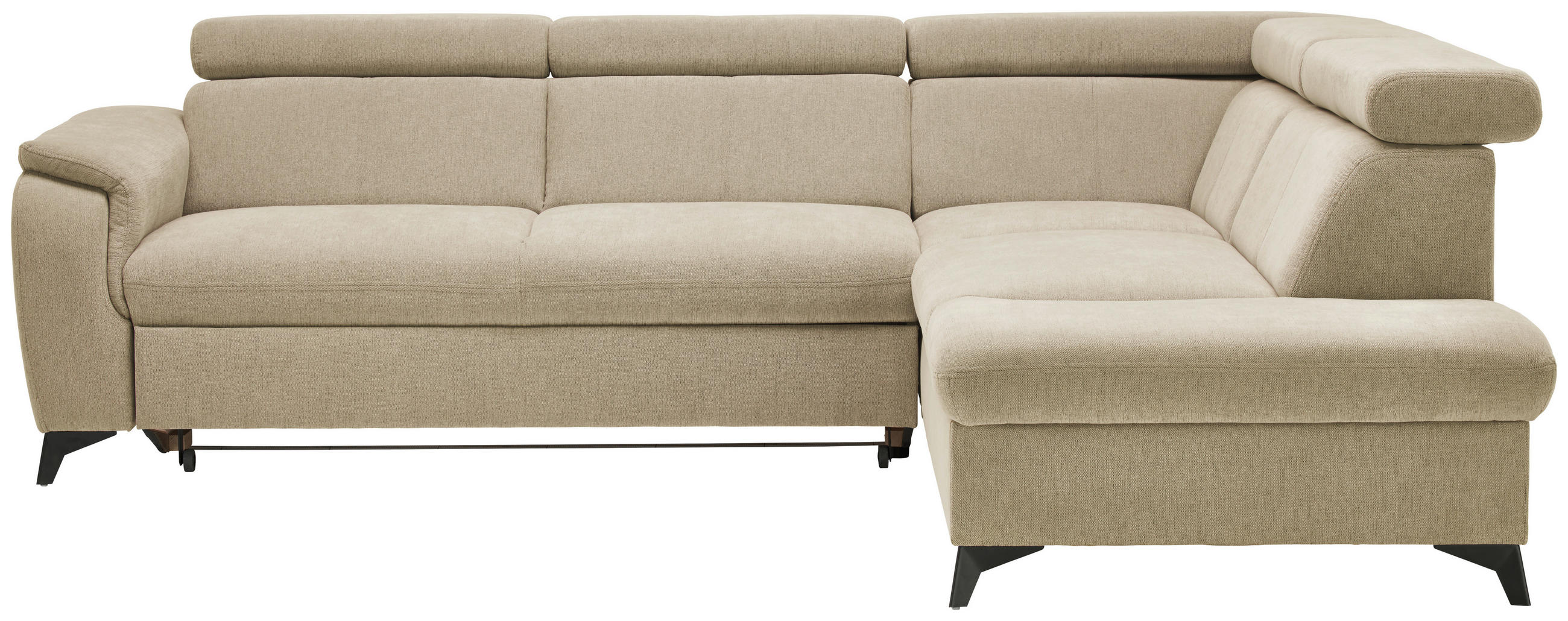 Ecksofa inkl. Funktionen in Chenille Naturfarben  - Schwarz/Naturfarben, Design, Textil/Metall (260/203cm) - Stylife