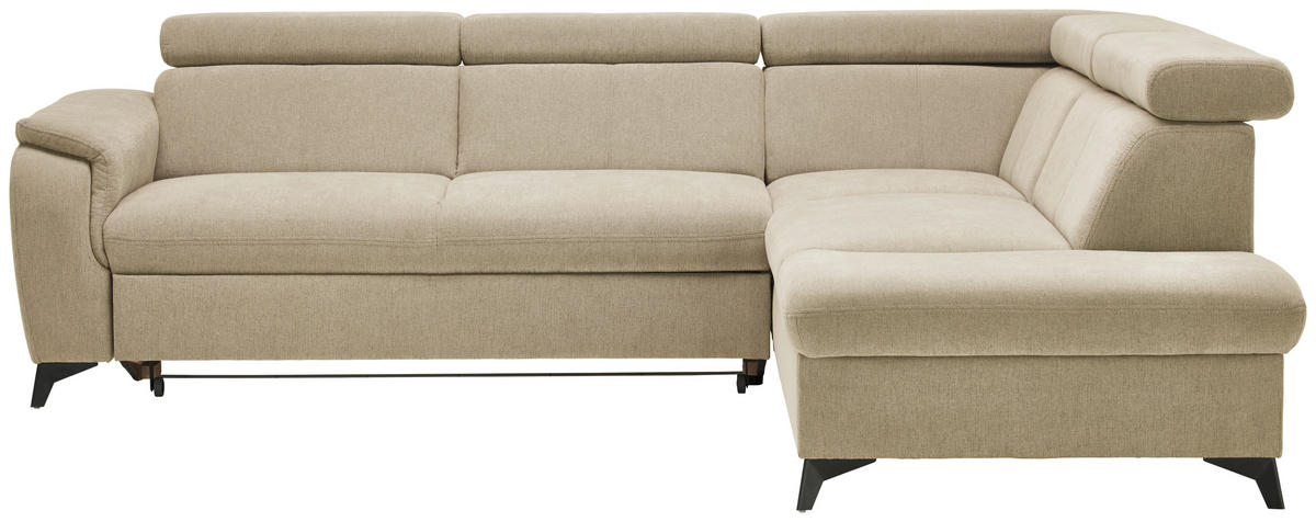 ECKSOFA in Chenille Naturfarben  - Schwarz/Naturfarben, Design, Textil/Metall (260/203cm) - Stylife