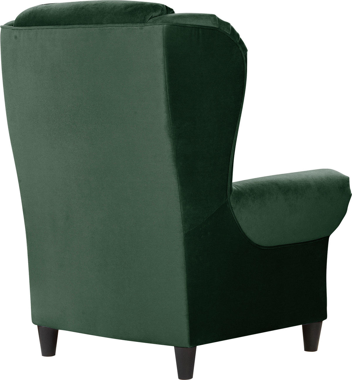 OHRENSESSEL Plüsch Dunkelgrün  - Dunkelgrün/Schwarz, Design, Holz/Textil (94/112/92cm) - MID.YOU