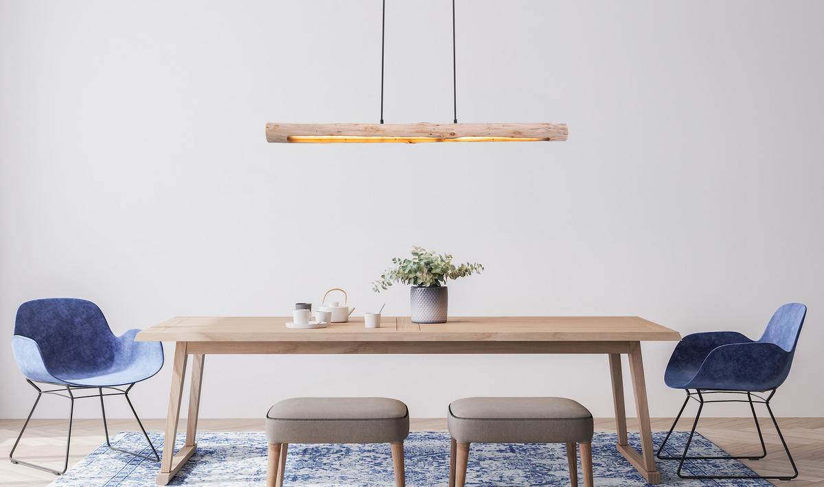 HÄNGELEUCHTE 120/7/150 cm    - Schwarz/Naturfarben, Basics, Holz/Metall (120/7/150cm) - Globo