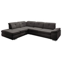 ECKSOFA Mikrofaser Dunkelgrau  - Chromfarben/Dunkelgrau, Design, Textil/Metall (260/312cm) - Beldomo Style