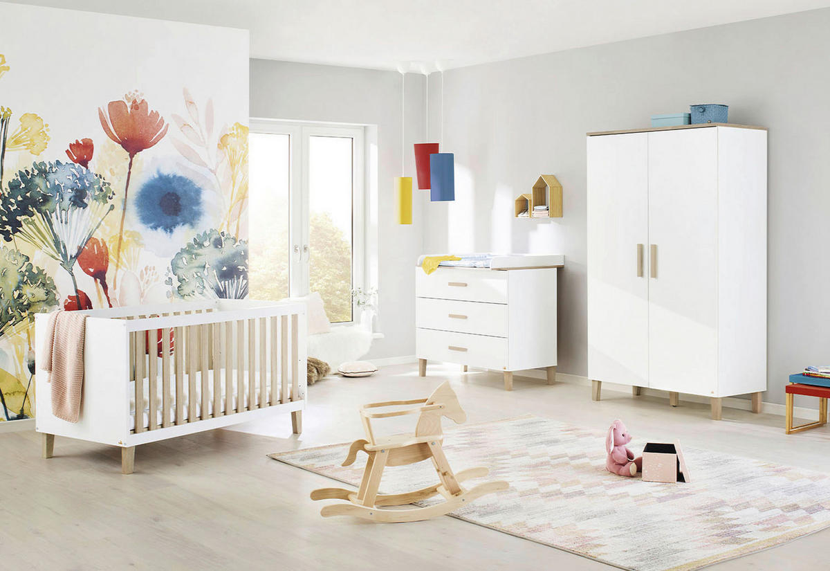 BABYKLEIDERSCHRANK LUMI  - Eichefarben/Weiß, Design, Holz/Holzwerkstoff (110/189/56cm) - Pinolino