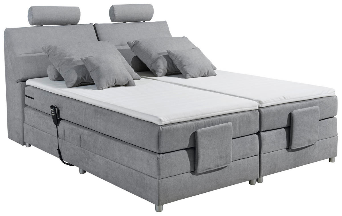 BOXSPRINGBETT 180/200 cm  in Hellgrau  - Silberfarben/Hellgrau, Modern, Holzwerkstoff/Kunststoff (180/200cm) - MID.YOU