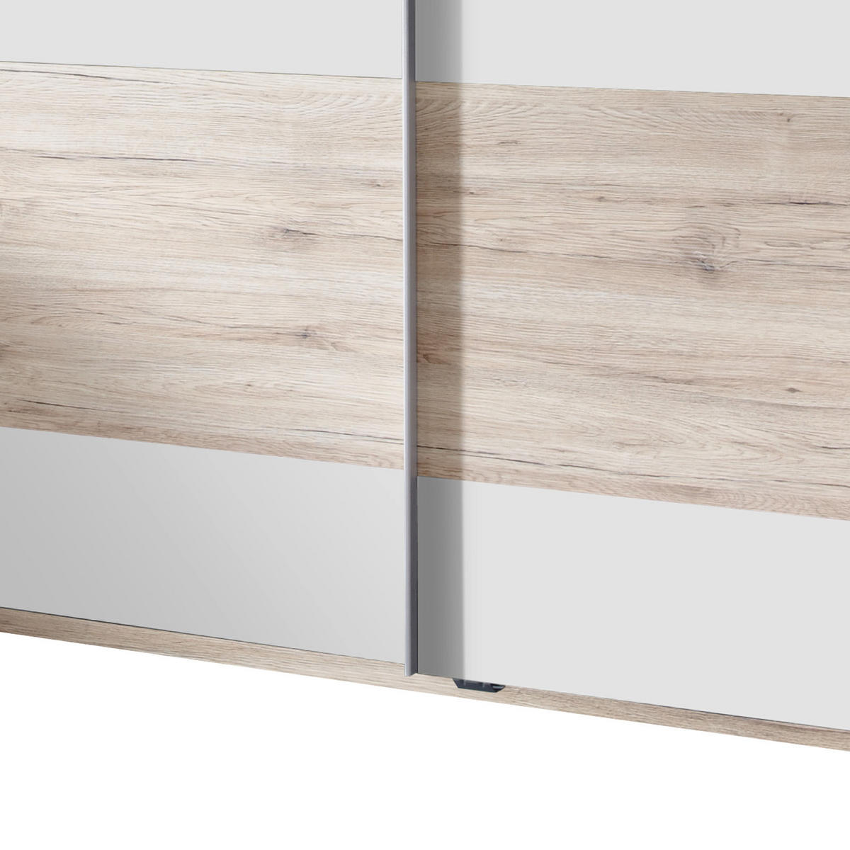 SCHWEBETÜRENSCHRANK in Weiss, Eichefarben  - Weiss/Eichefarben, Design, Holzwerkstoff/Metall (135/198/64cm) - MID.YOU