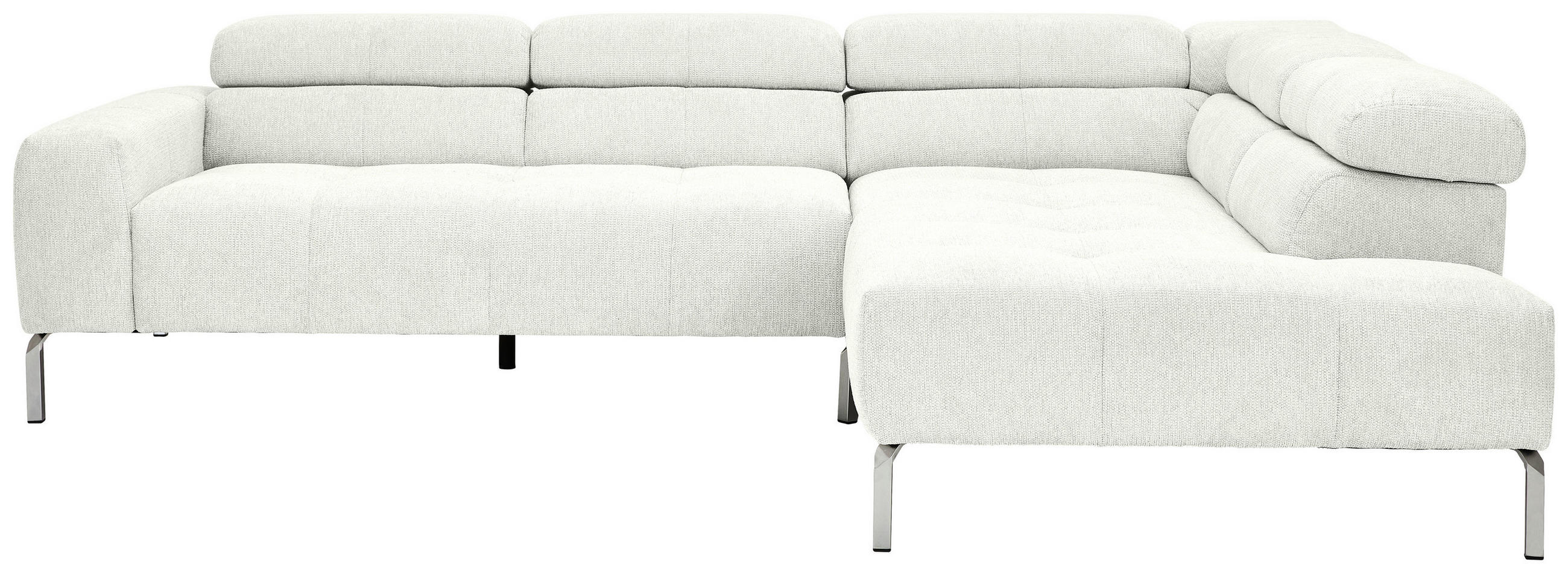 ECKSOFA Weiß Flachgewebe  - Chromfarben/Weiß, KONVENTIONELL, Textil/Metall (282/224cm) - Hom`in