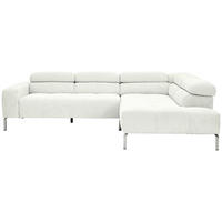 ECKSOFA Weiß Flachgewebe  - Chromfarben/Weiß, KONVENTIONELL, Textil/Metall (282/224cm) - Hom`in