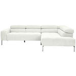ECKSOFA Weiß Flachgewebe  - Chromfarben/Weiß, KONVENTIONELL, Textil/Metall (282/224cm) - Hom`in