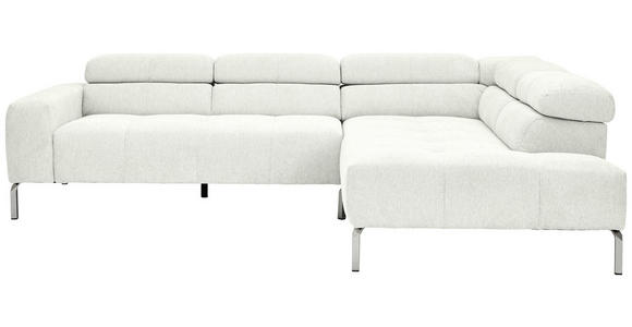 ECKSOFA Weiß Flachgewebe - Chromfarben/Weiß, KONVENTIONELL, Textil/Metall (282/224cm) - Hom`in