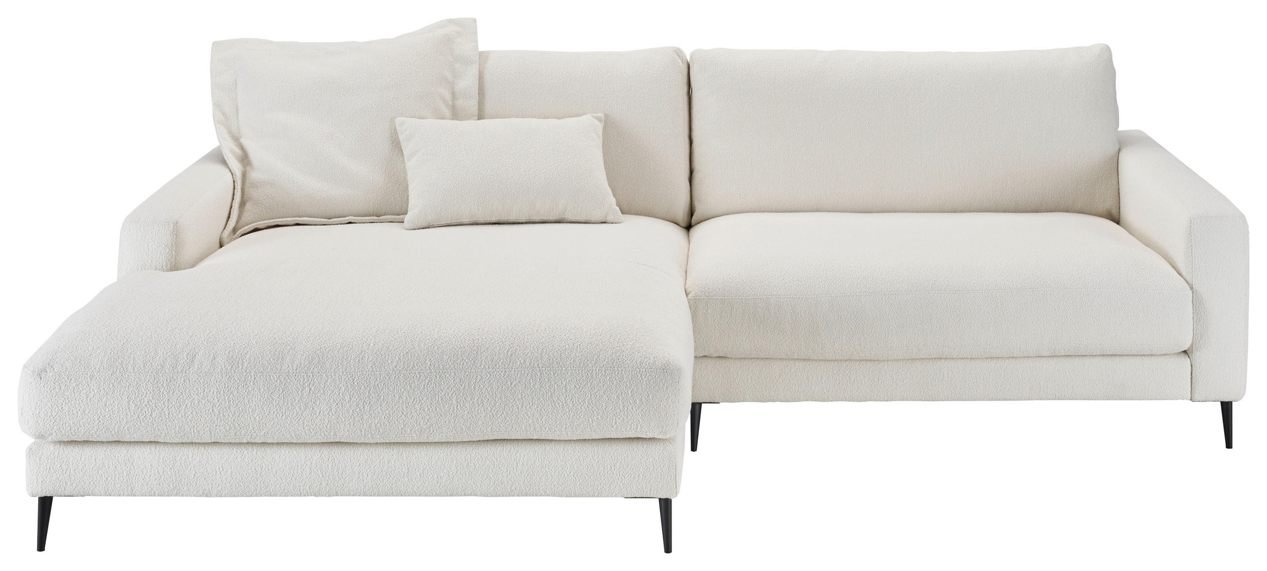 ECKSOFA Weiß Flachgewebe Rücken echt  - Schwarz/Weiß, Design, Textil/Metall (190/272cm) - Pure Home Lifestyle