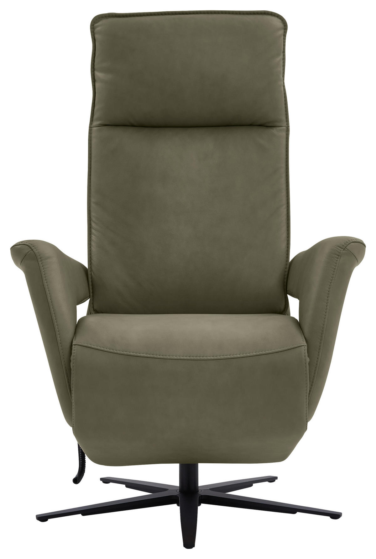 RELAXSESSEL in Leder Grau, Grün  - Schwarz/Grau, Design, Leder/Metall (83/123/87cm) - Valdera