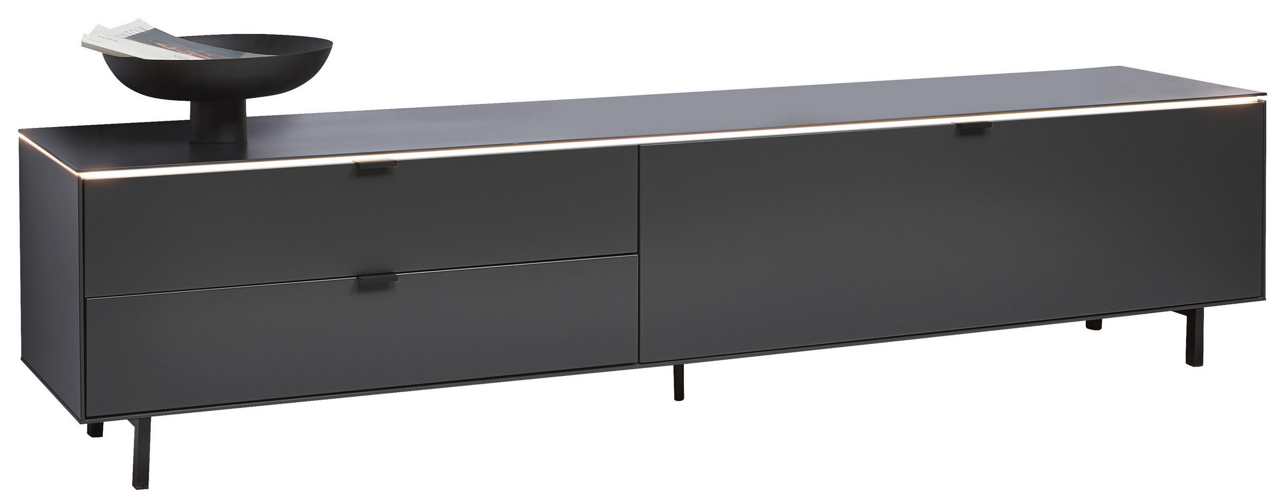 Dieter Knoll NÍZKA KOMODA, antracitová, 216,8/50,1/46 cm