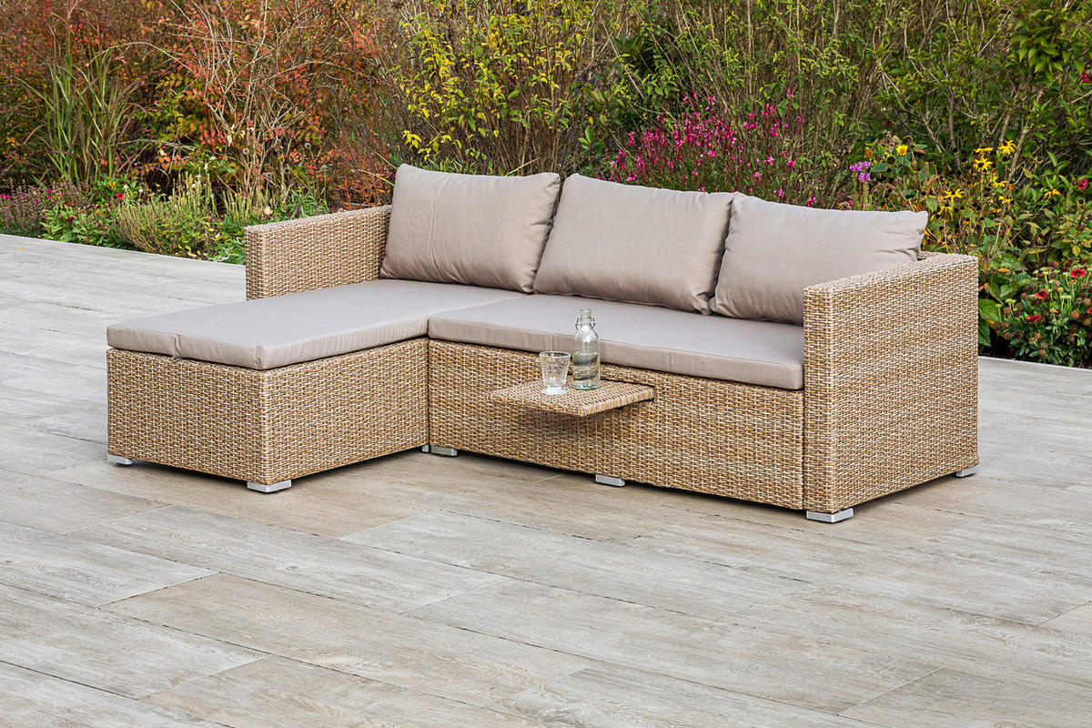 LOUNGEGARNITUR 215/140 cm Stahl  - Naturfarben, MODERN, Kunststoff/Metall (215/140cm) - Gardenson