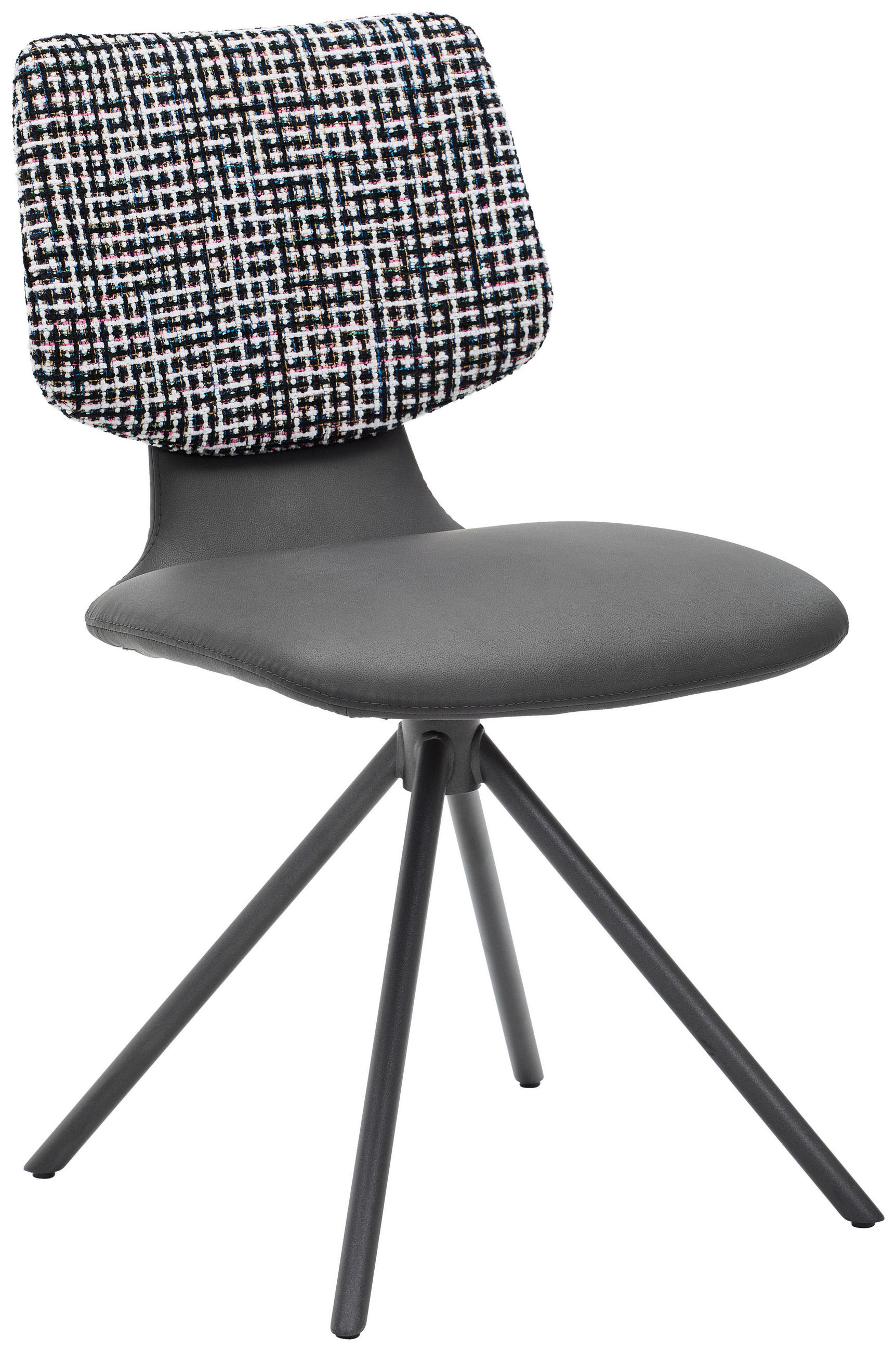 STUHL Lederlook, beschichtet Schwarz  - Blau/Anthrazit, Design, Textil/Metall (50/87/56,5cm) - Musterring